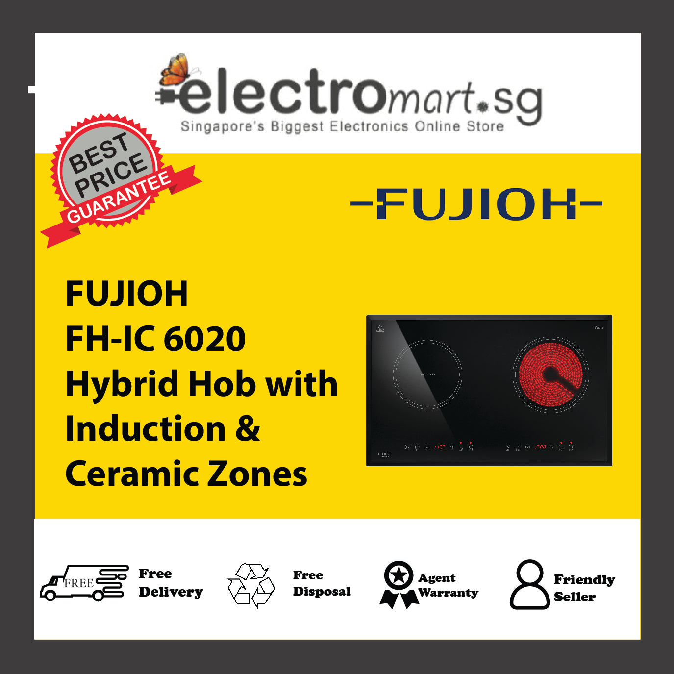FUJIOH FH-IC 6020 Hybrid Hob with Induction & Ceramic Zones