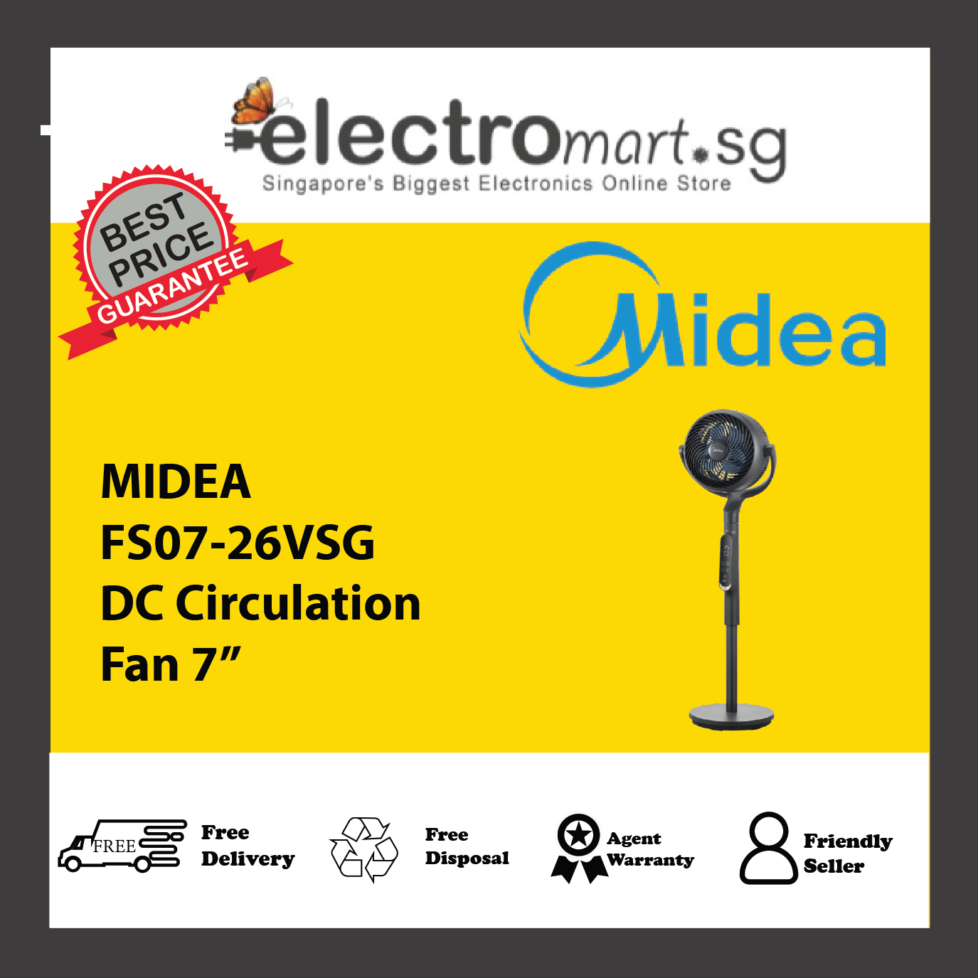 MIDEA FS07-26VSG DC Circulation Fan 7”