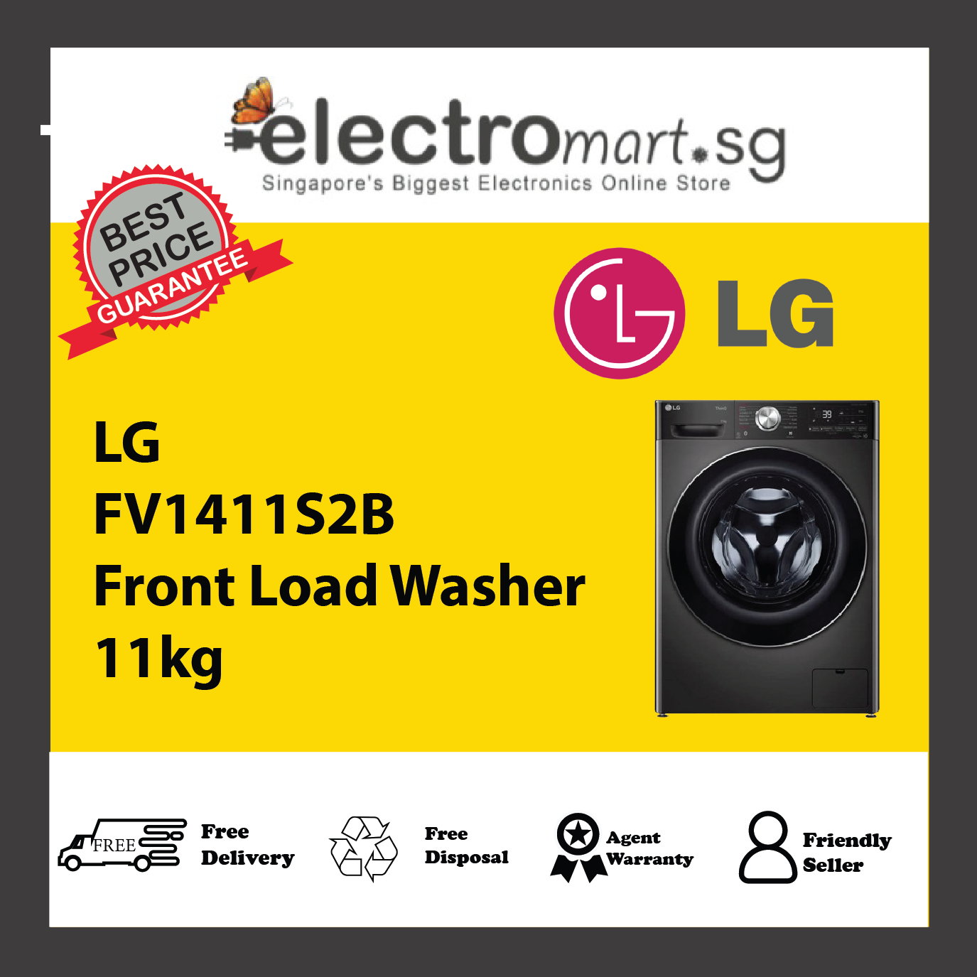 LG FV1411S2B Front Load Washer 11kg