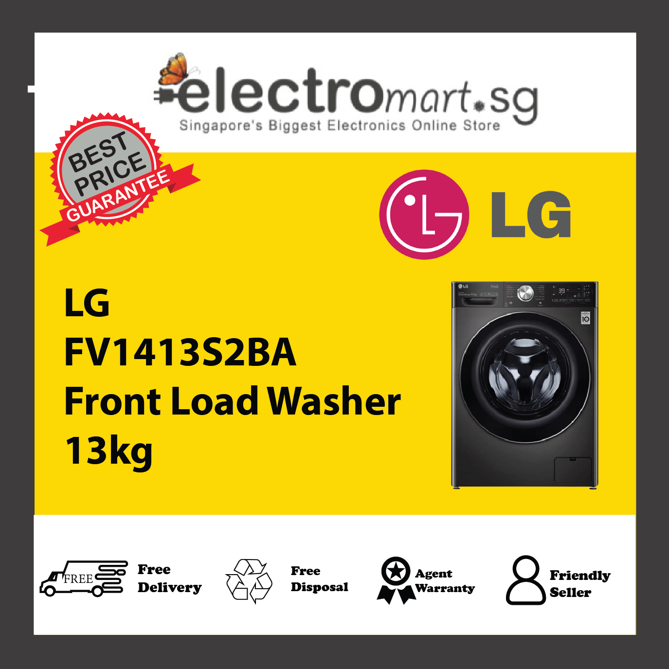 LG FV1413S2BA Front Load Washer 13kg