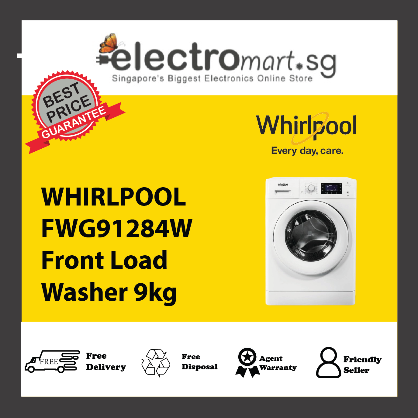 WHIRLPOOL FWG91284W Front Load Washer 9kg