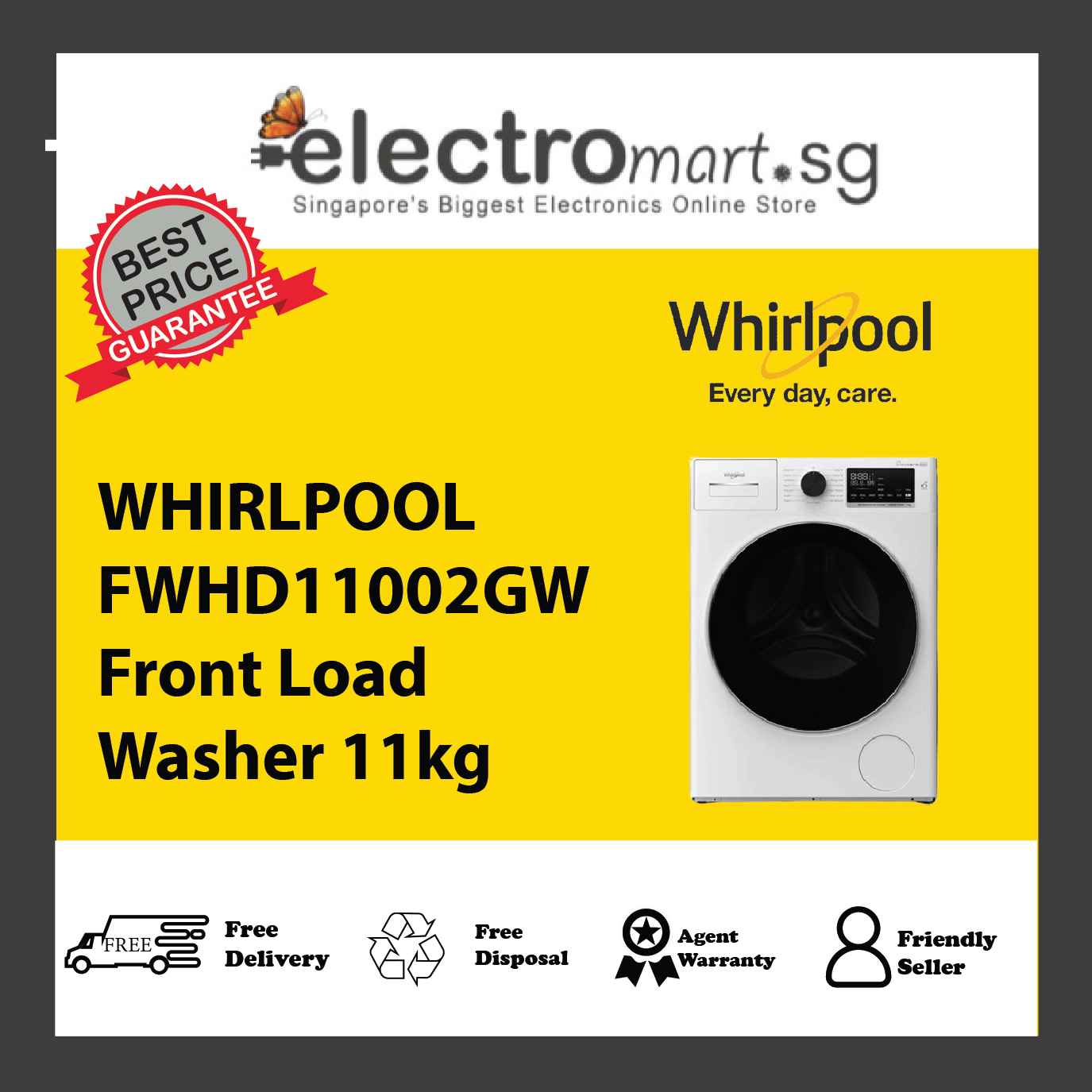 WHIRLPOOL FWHD11002GW Front Load Washer 11kg