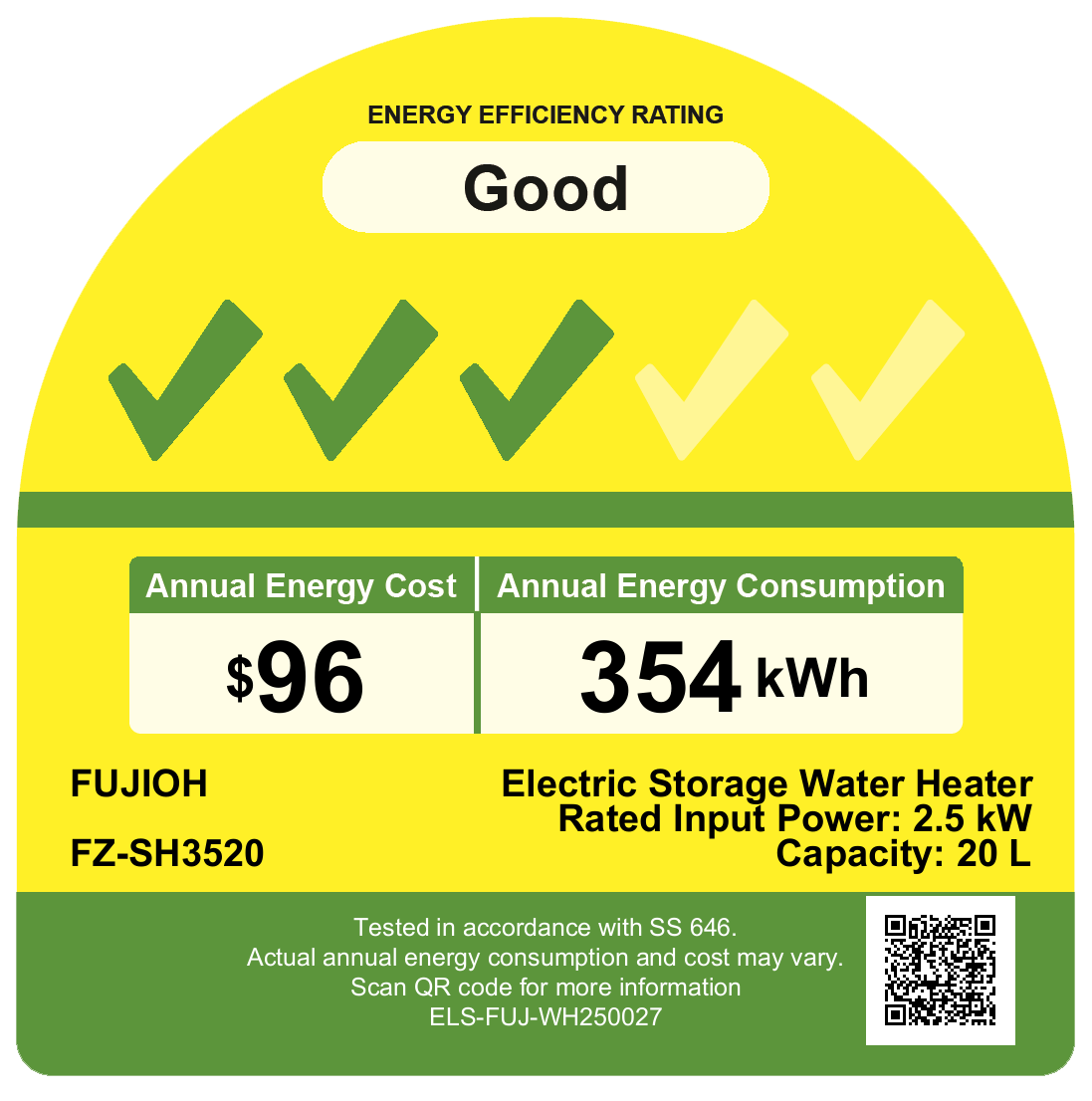 FUJIOH FZ-3520 BK Storage Water Heater 20L