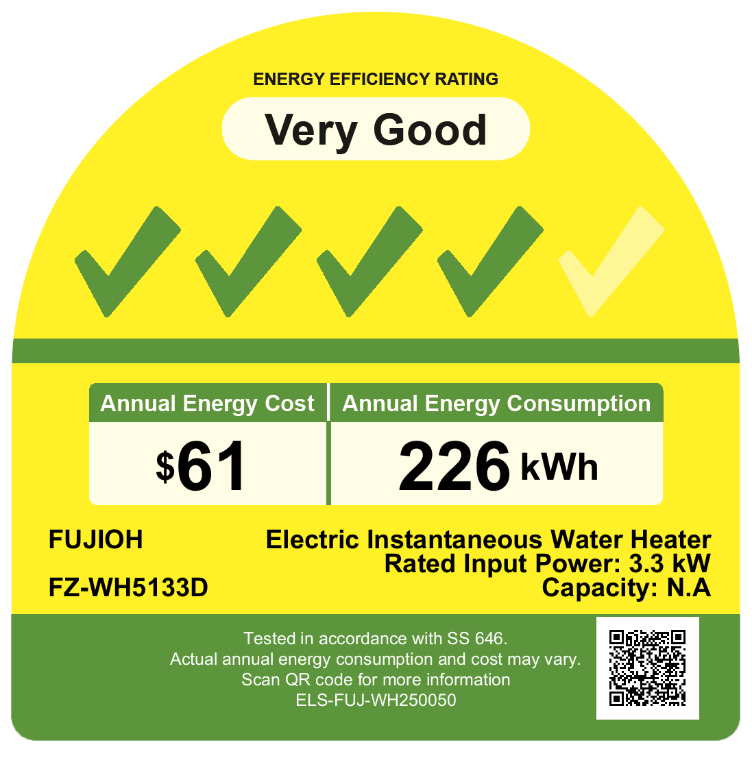 FUJIOH FZ-WH5133DR Instant Water Heater with Rain Shower and Direct Pump