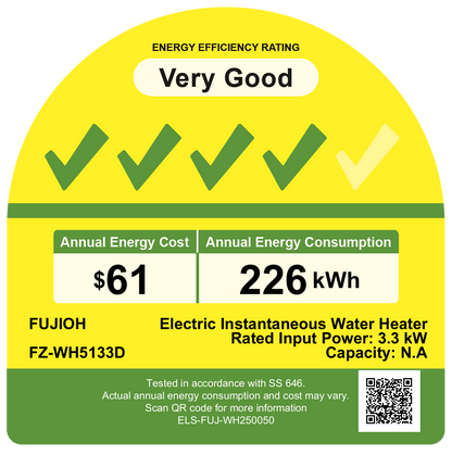 FUJIOH FZ-WH5133DR Instant Water Heater with Rain Shower and Direct Pump