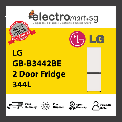 LG GB-B3442BE 2 Door Fridge 344L