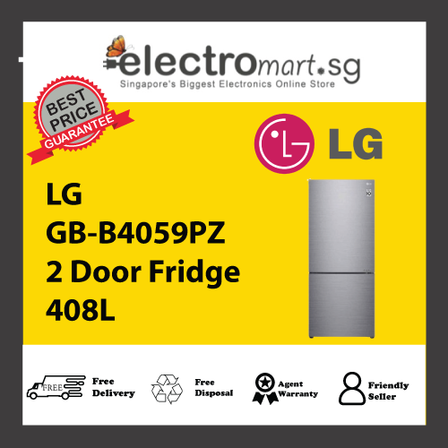 LG GB-B4059PZ 2 Door Fridge 408L