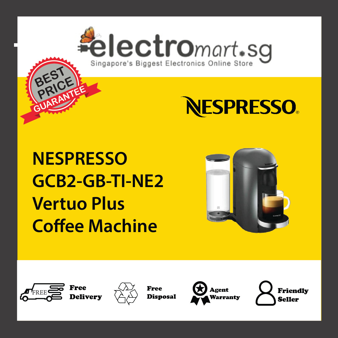 NESPRESSO GCB2-GB-TI-NE2 Vertuo Plus Coffee Machine