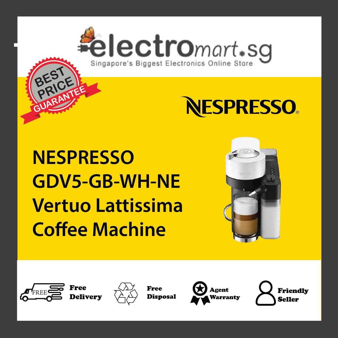 NESPRESSO GDV5-GB-WH-NE Vertuo Lattissima Coffee Machine