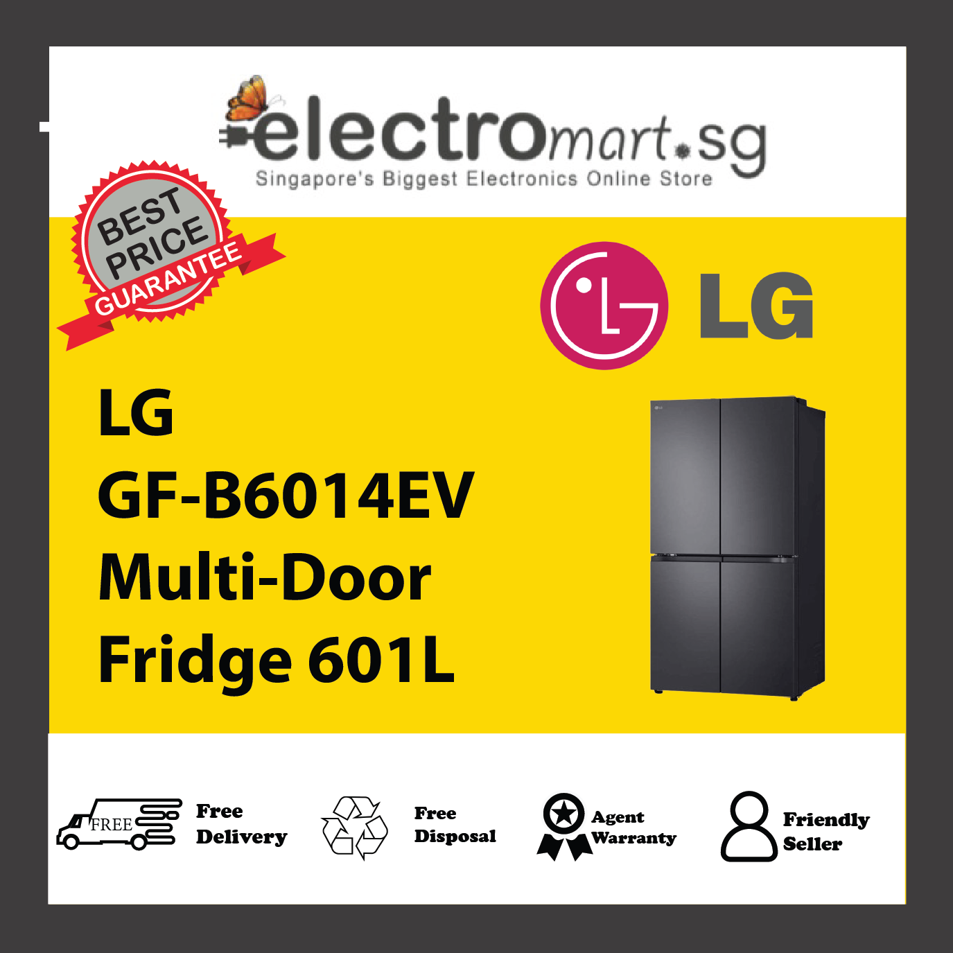 LG GF-B6014EV Multi-Door Fridge 601L
