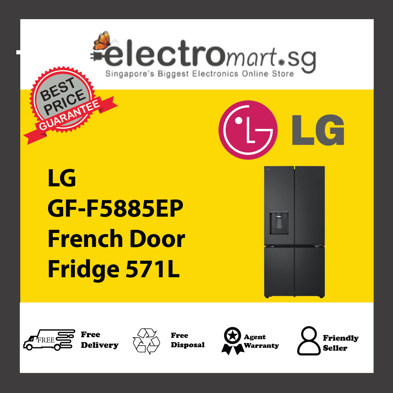 LG GF-F5885EP French Door Fridge 571L