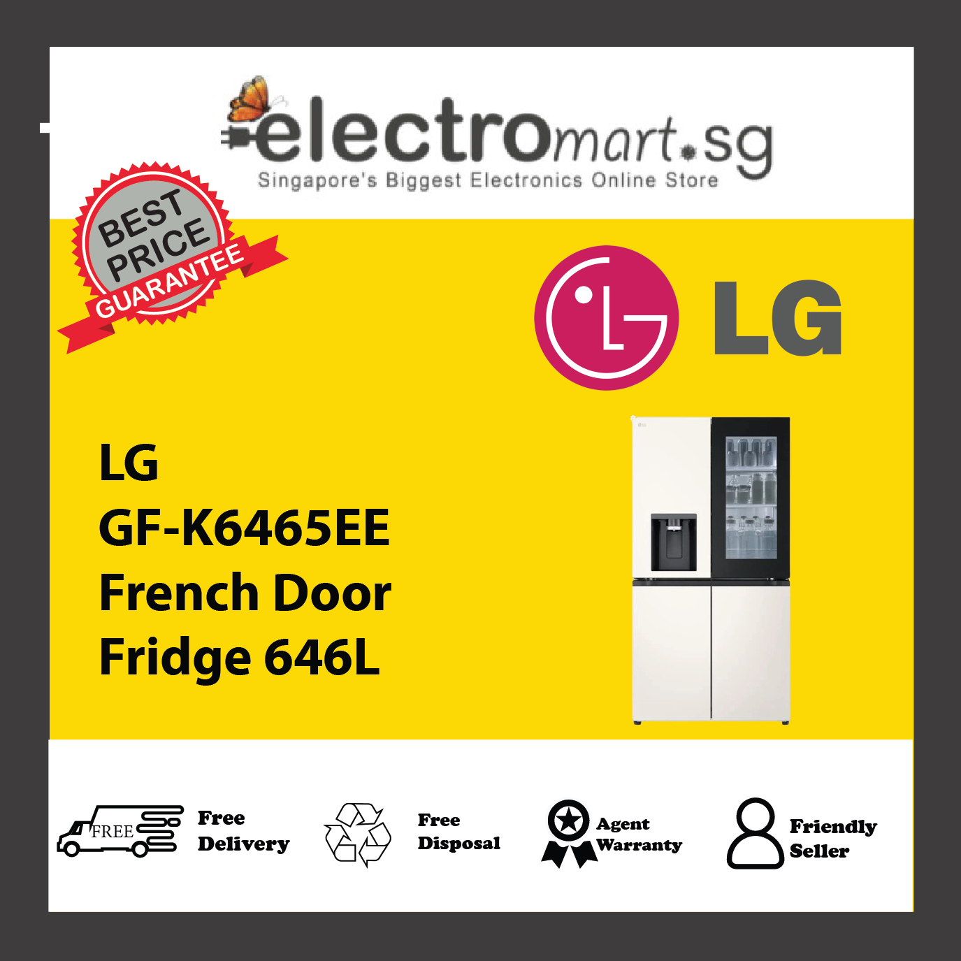 LG GF-K6465EE French Door Fridge 646L