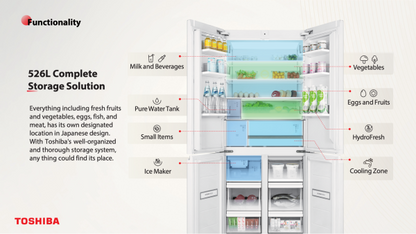 TOSHIBA GR-RF694WI-PGX(67) Multi Door Fridge 526L