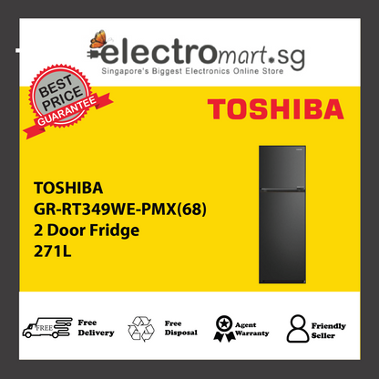TOSHIBA GR-RT349WE-PMX(68) 2 Door Fridge 271L