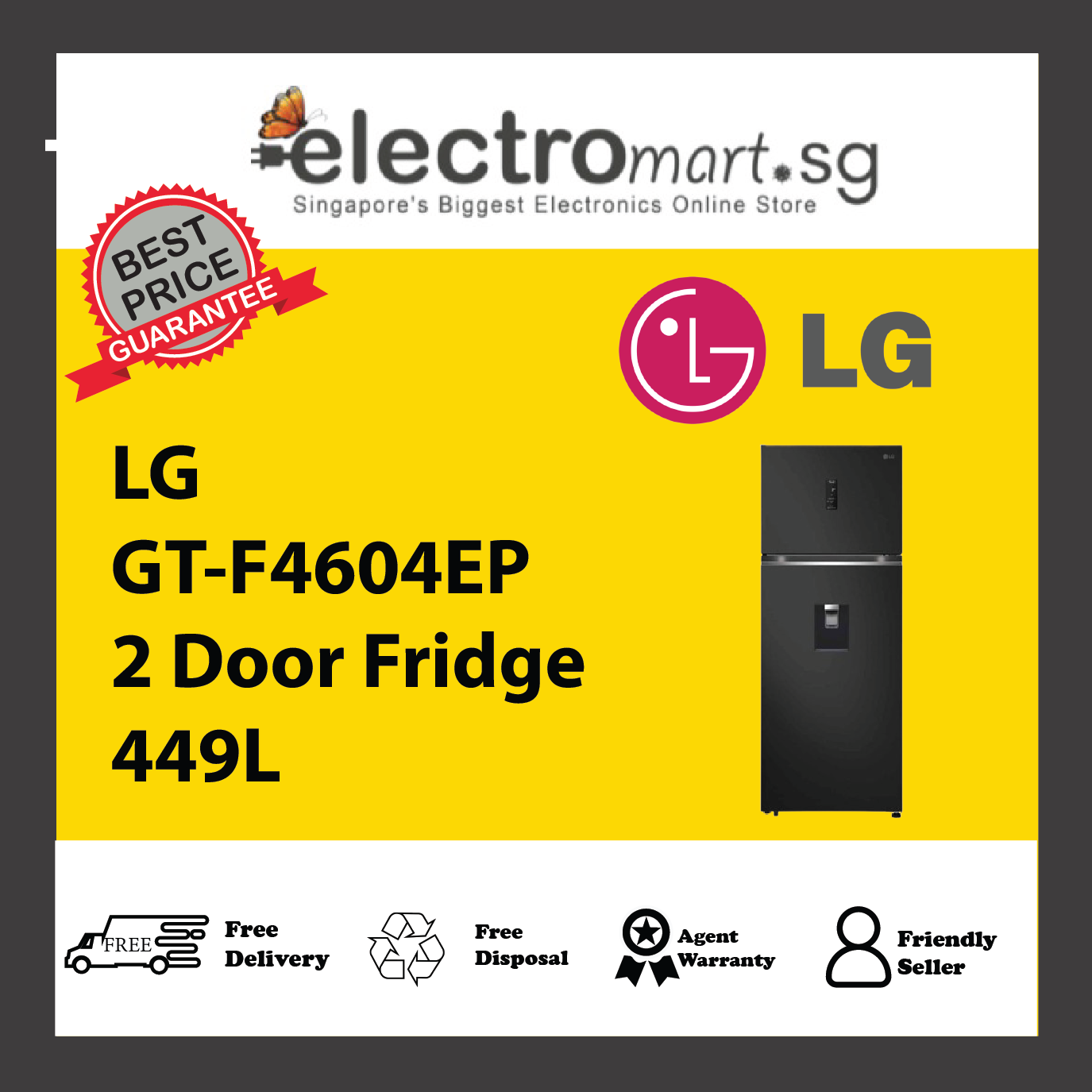 LG GT-F4604EP 2 Door Fridge 449L