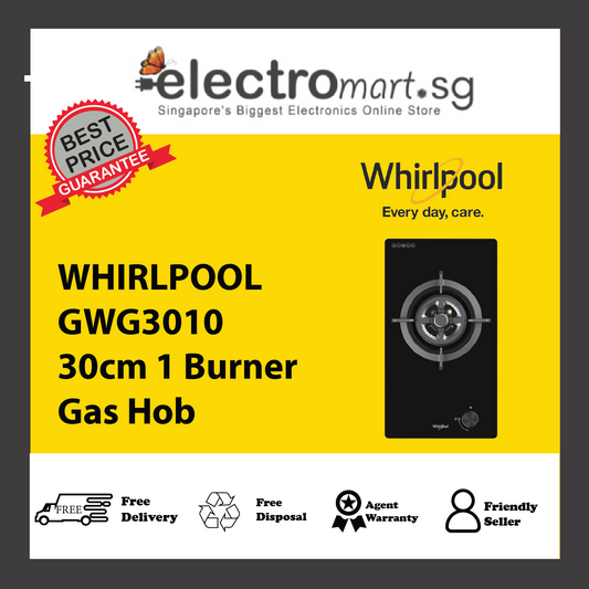 WHIRLPOOL GWG3010 30cm 1 Burner Gas Hob