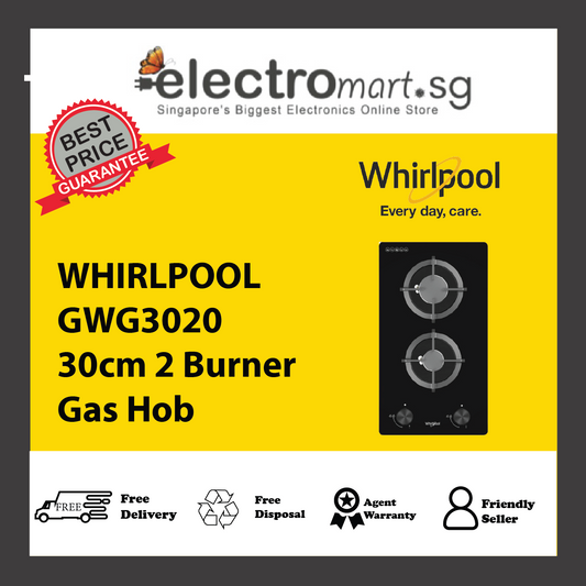 WHIRLPOOL GWG3020 30cm 2 Burner Gas Hob