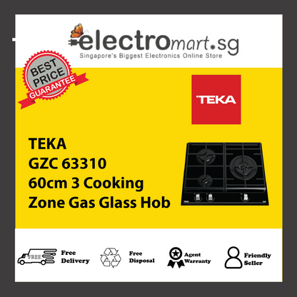 TEKA GZC 63310 60cm 3 Cooking Zone Gas Glass Hob