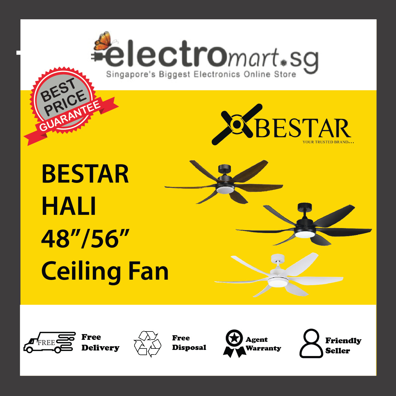 BESTAR HALI 48”/56” Ceiling Fan