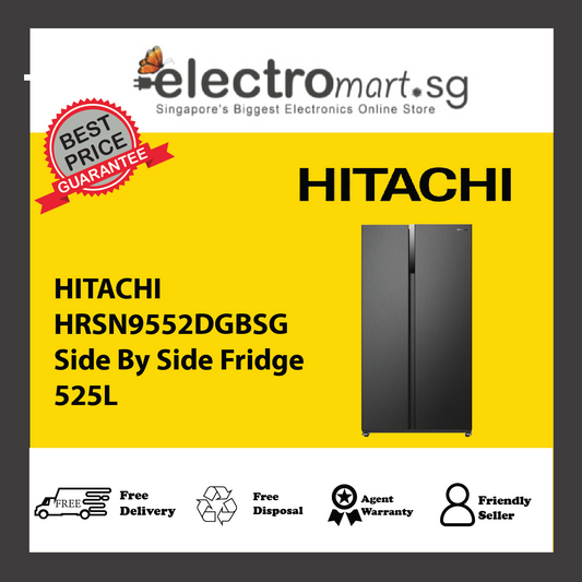 HITACHI HRSN9552DGBSG Side By Side Fridge 525L