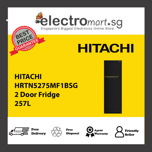 HITACHI HRTN5275MF1BSG 2 Door Fridge 257L
