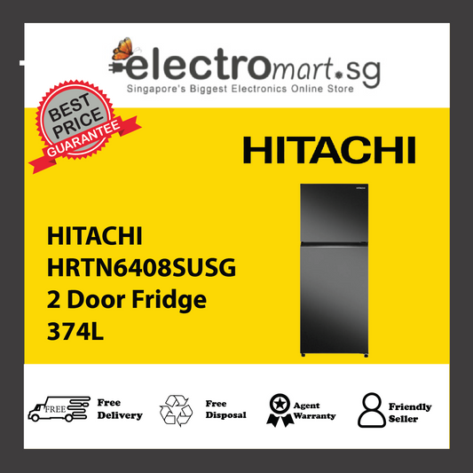 HITACHI HRTN6408SUSG 2 Door Fridge 374L