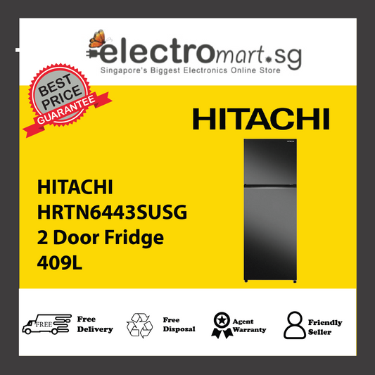 HITACHI HRTN6443SUSG 2 Door Fridge 409L