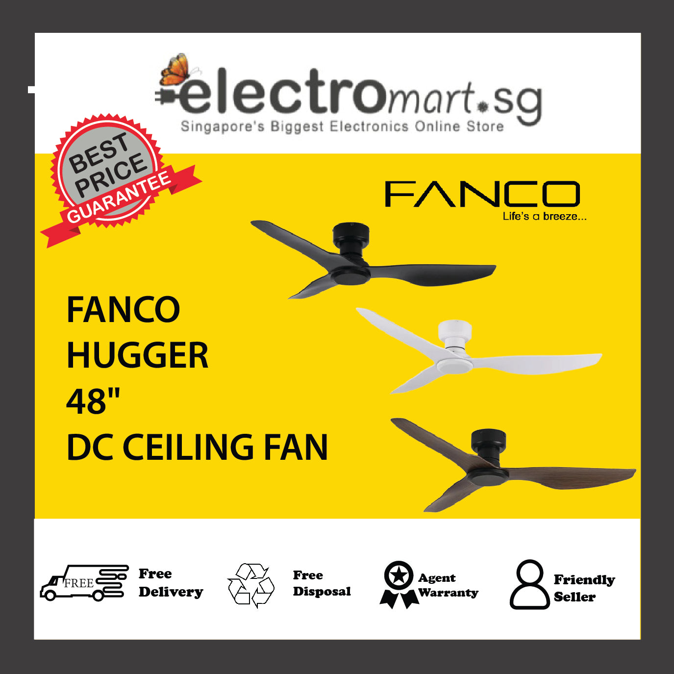 FANCO HUGGER 48" DC CEILING FAN