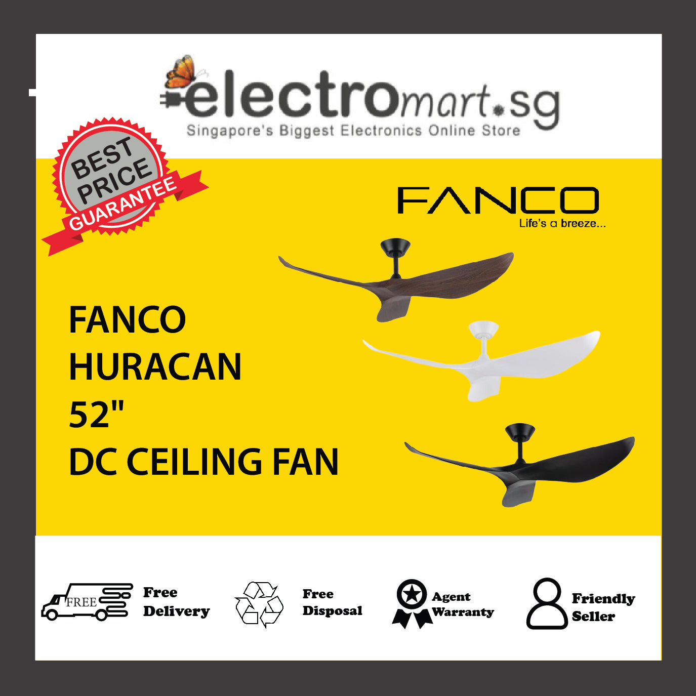 FANCO HURACAN 52" DC CEILING FAN