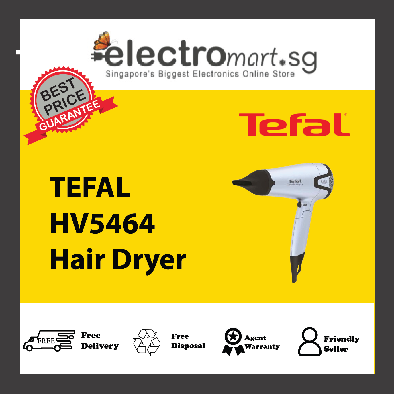 TEFAL HV5464 Studio Dry + Foldable Hair Dryer