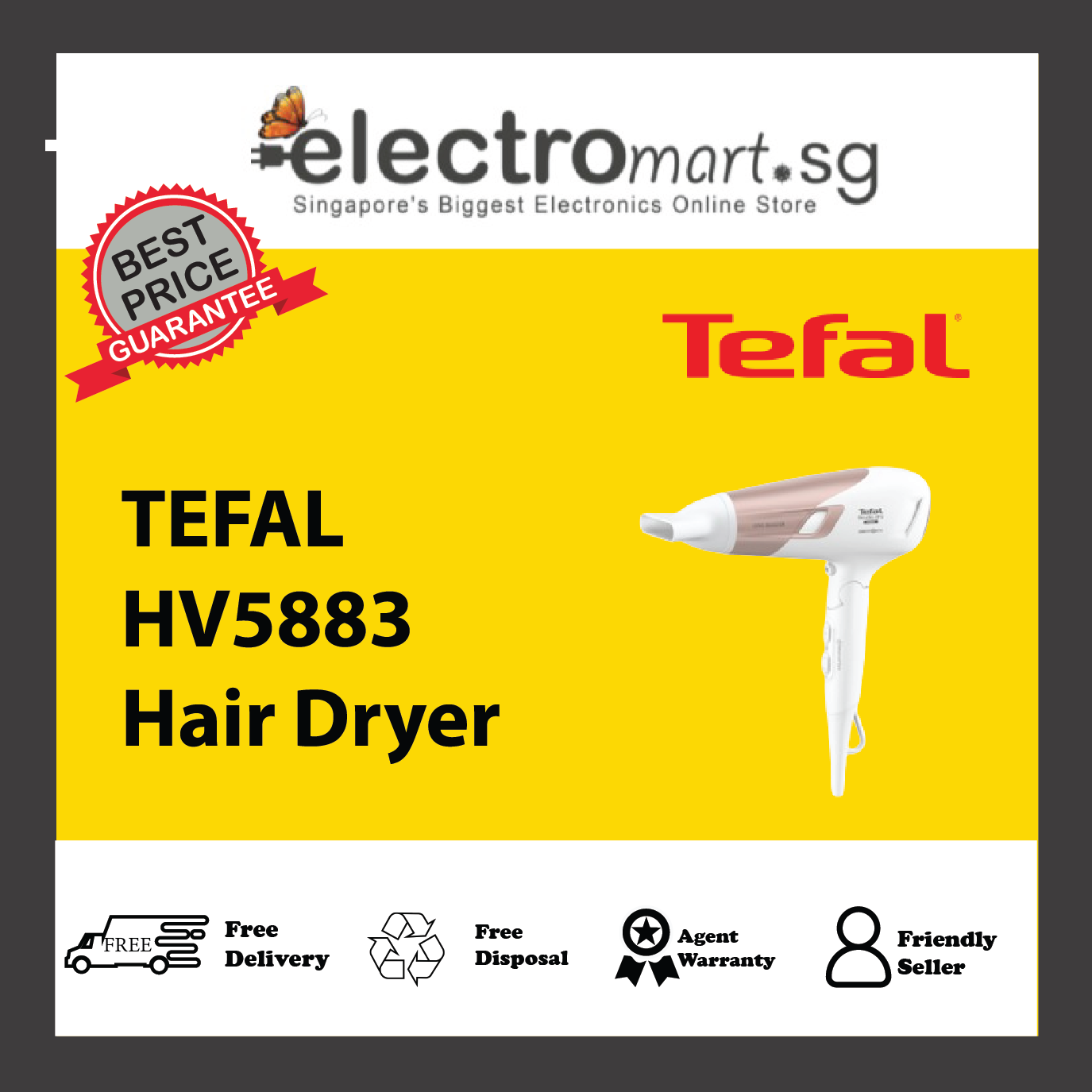 TEFAL HV5883 Studio Dry Power Foldable Hair Dryer