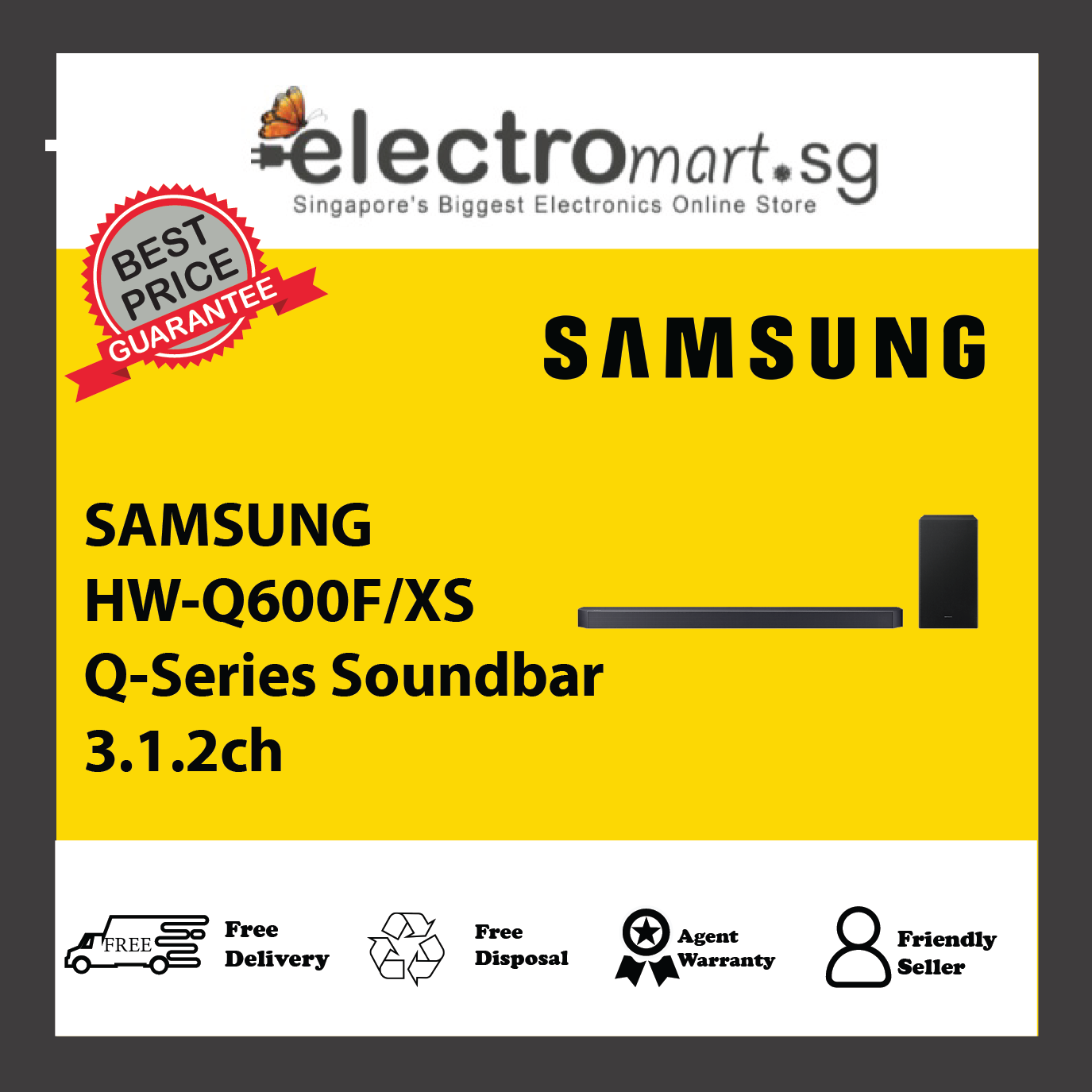 SAMSUNG HW-Q600F/XS Q-Series Soundbar 3.1.2ch Subwoofer