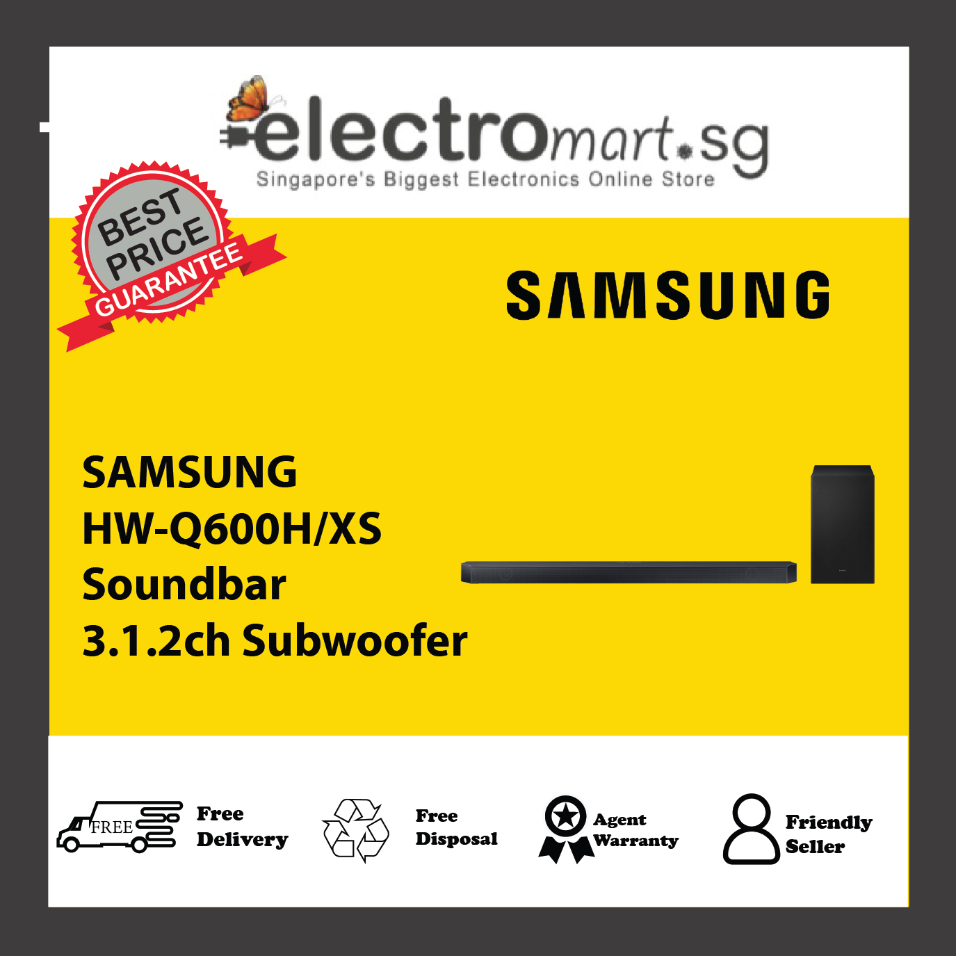 SAMSUNG HW-Q600H/XS Soundbar 3.1.2ch Subwoofer
