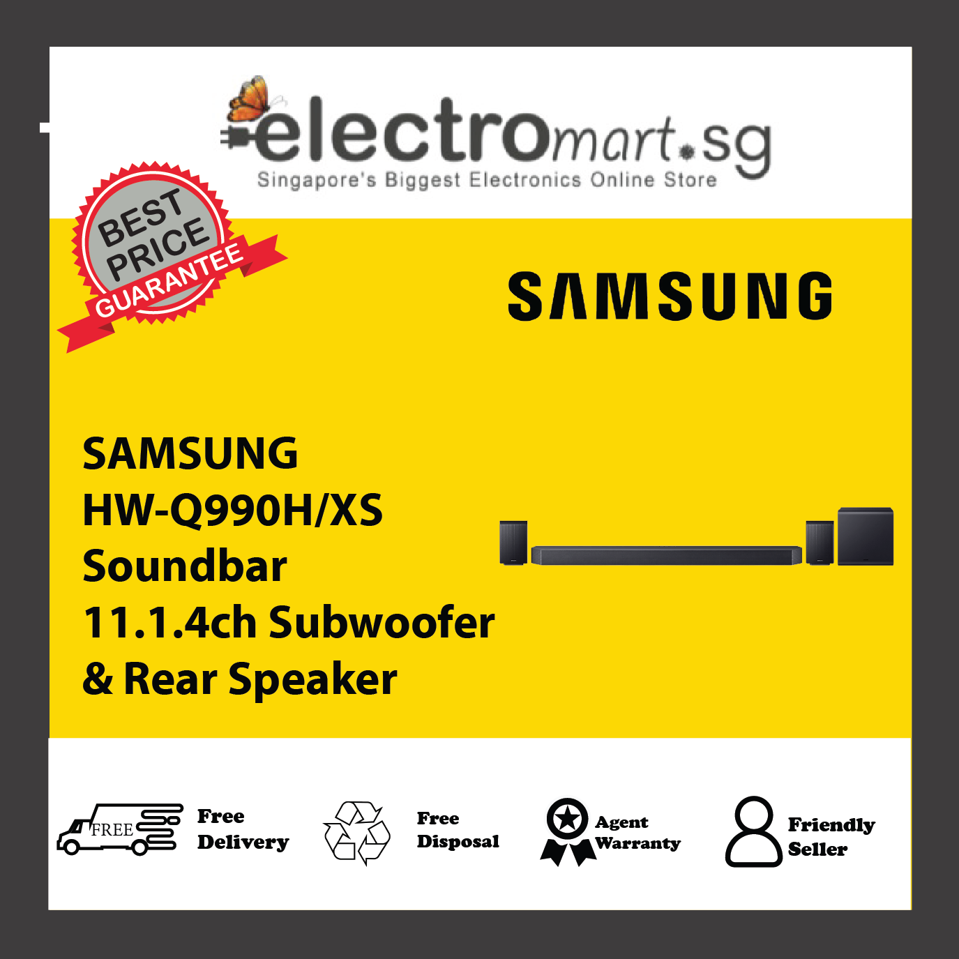 SAMSUNG HW-Q990H/XS Soundbar 11.1.4ch Subwoofer & Rear Speaker