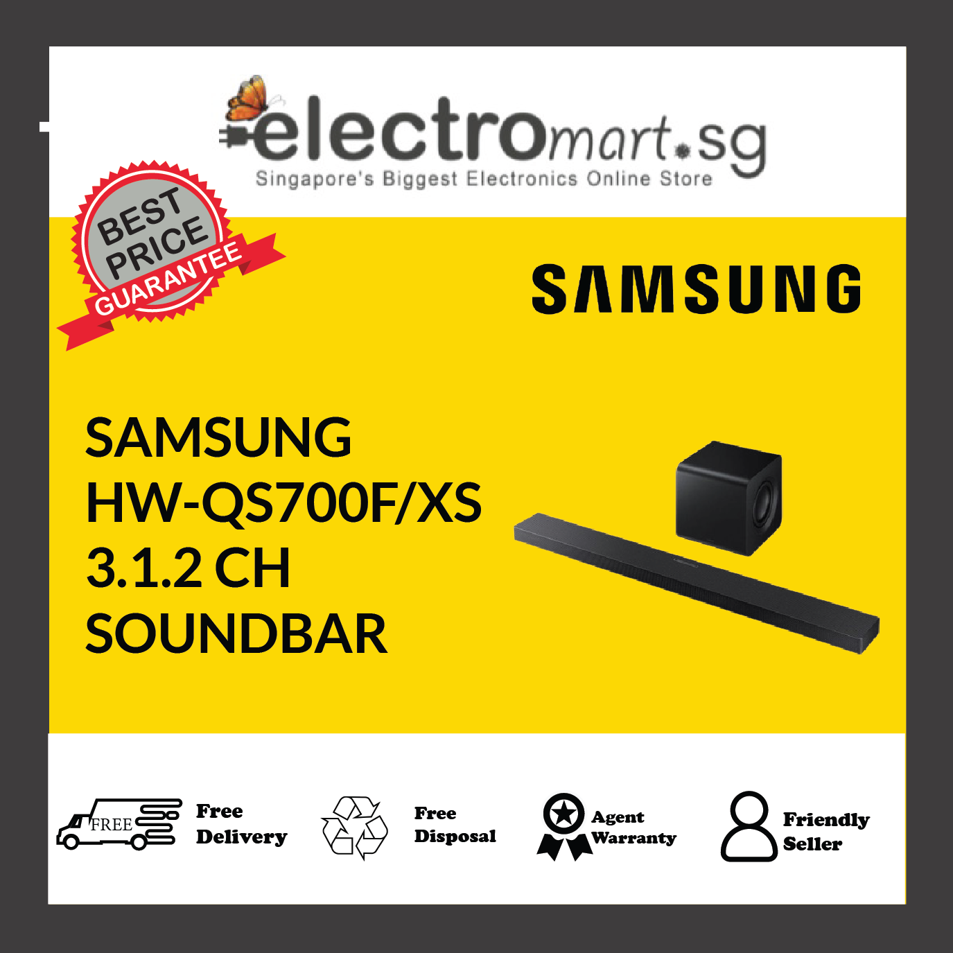 Samsung HW-QS700F/XS Q-Series Soundbar 3.1.2ch Subwoofer