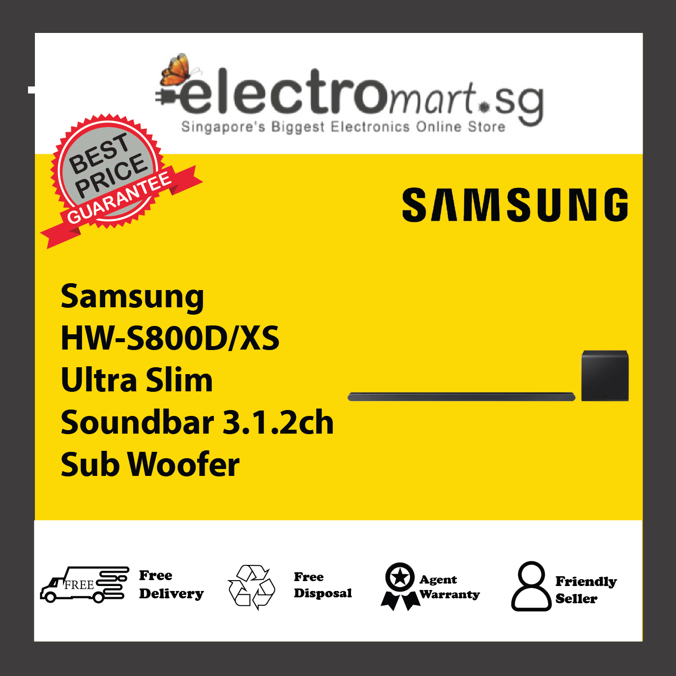 Samsung HW-S800D/XS Ultra Slim Soundbar 3.1.2ch Sub Woofer