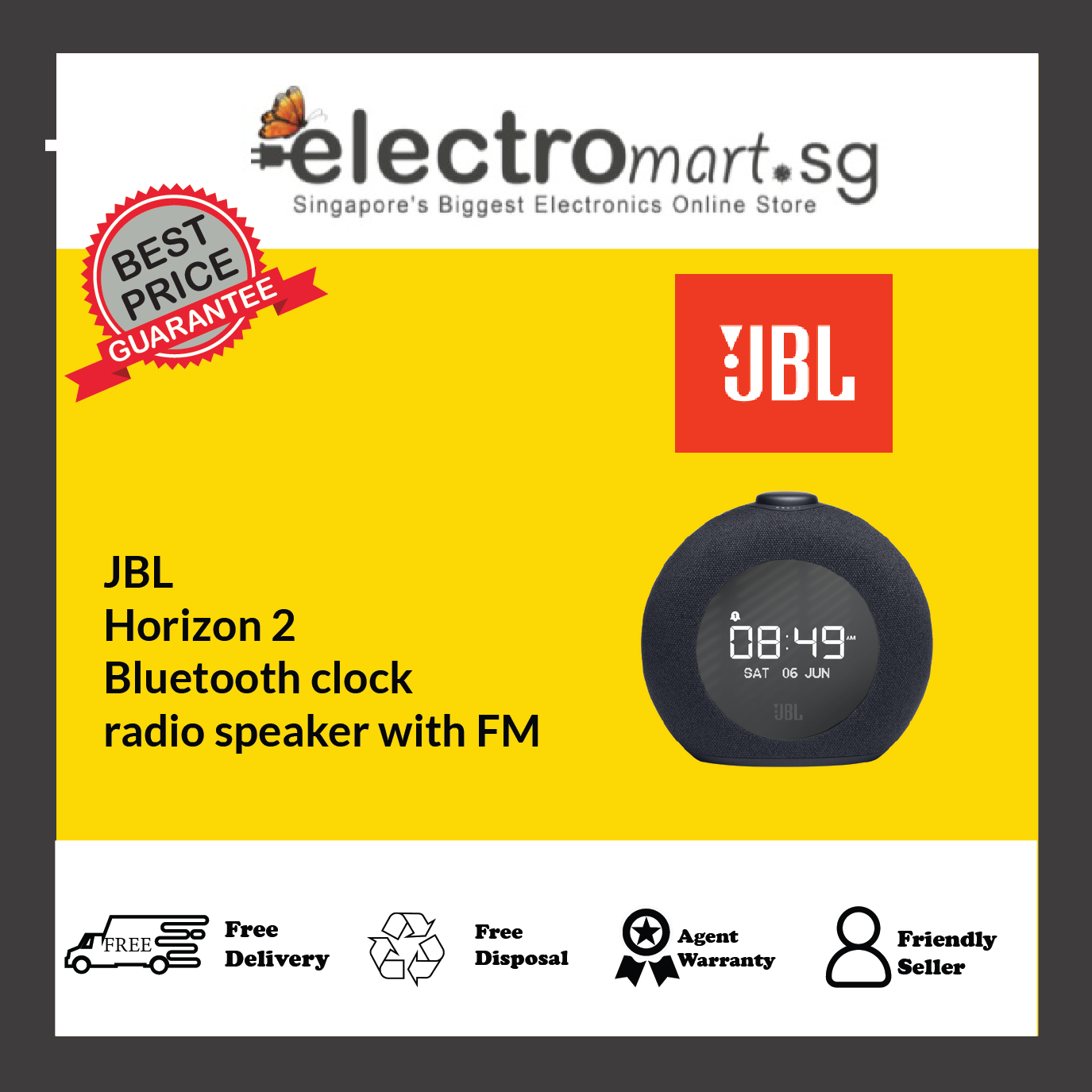 JBL Horizon 2 Bluetooth clock radio speaker with FM