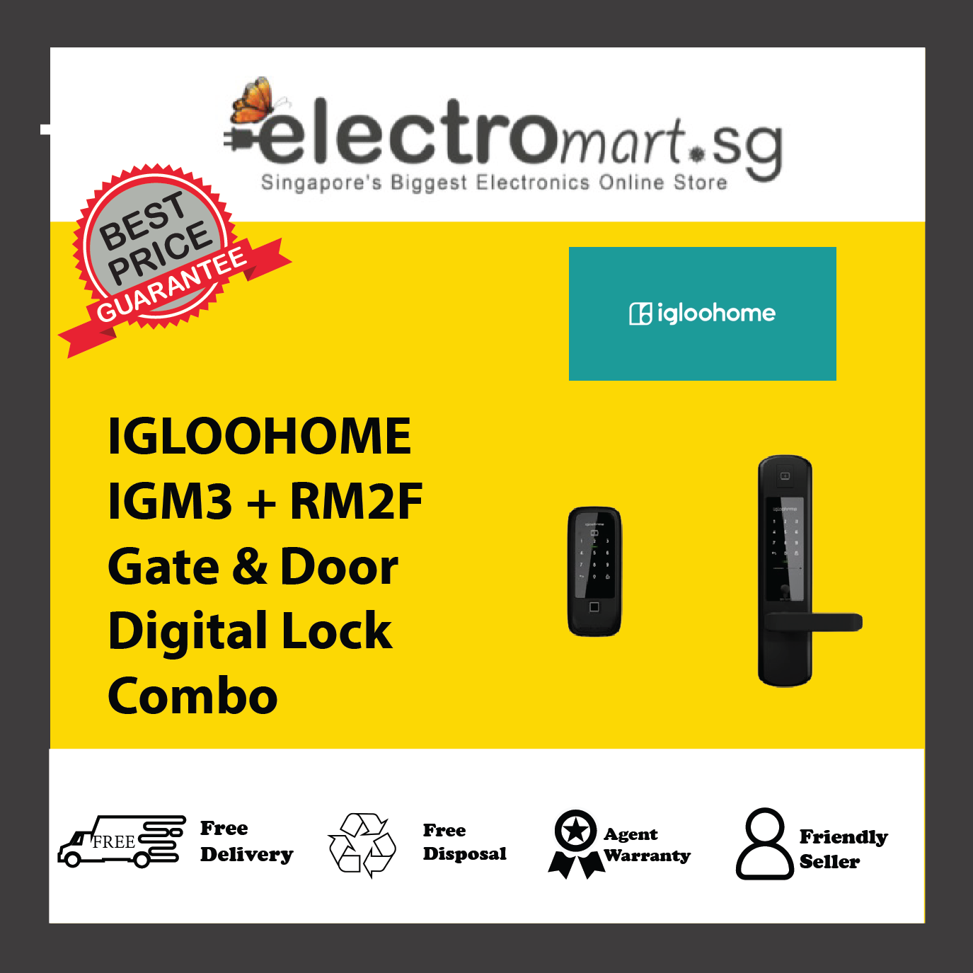 IGLOOHOME IGM3 + RM2F Gate & Door Digital Lock Combo