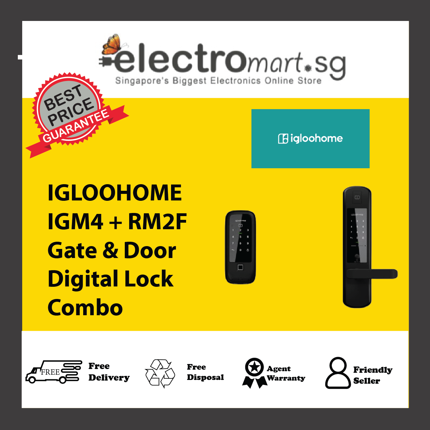IGLOOHOME IGM4 + RM2F Gate & Door Digital Lock Combo
