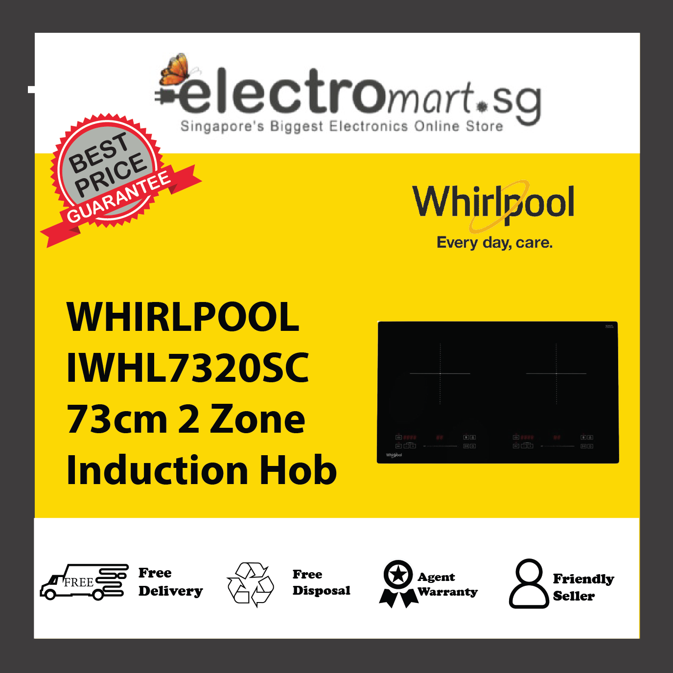 WHIRLPOOL IWHL7320SC 73cm 2 Zone Induction Hob