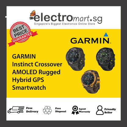 GARMIN Instinct Crossover AMOLED Rugged Hybrid GPS Smartwatch