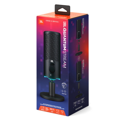 JBL Quantum Stream Dual pattern premium USB microphone for streaming, recording and gaming