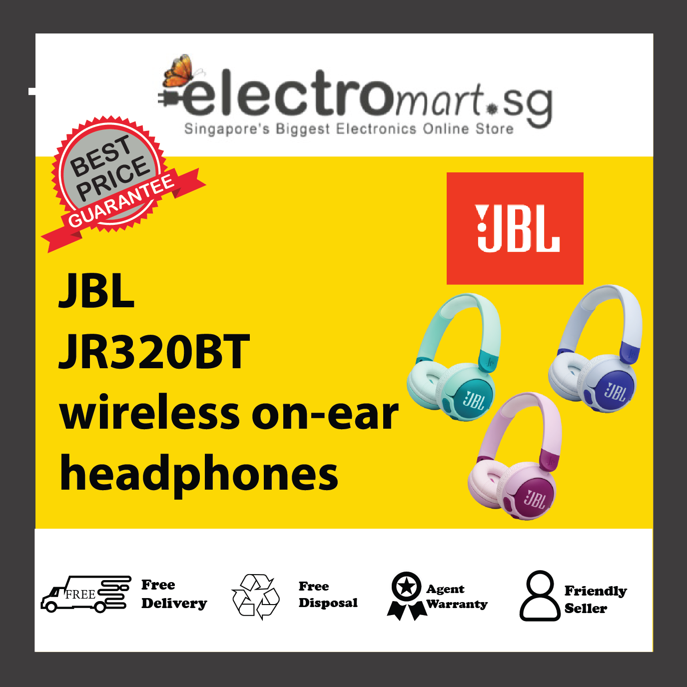 JBL JR320BT wireless on-ear headphones