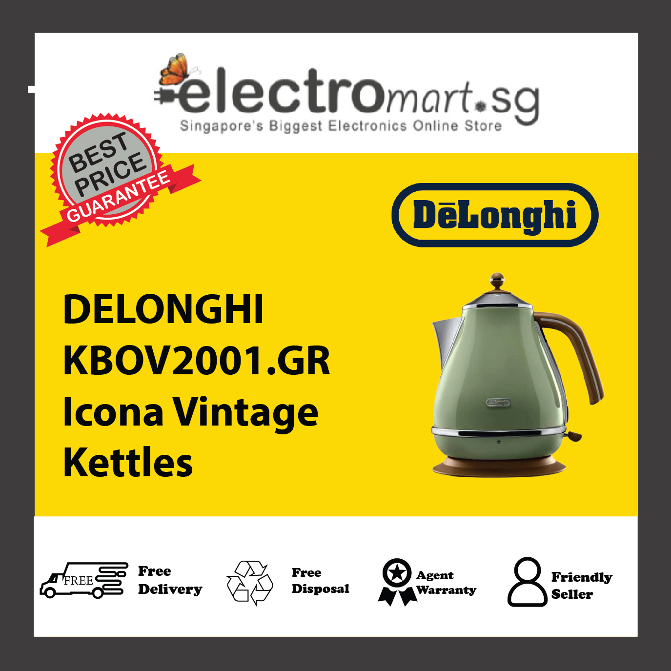 DELONGHI KBOV2001.GR Icona Vintage Kettles