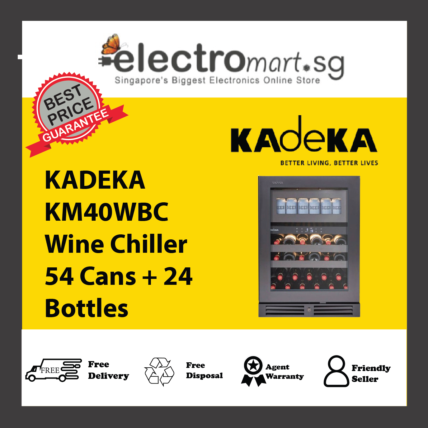KADEKA KM40WBC Wine Chiller 54 Cans + 24 Bottles