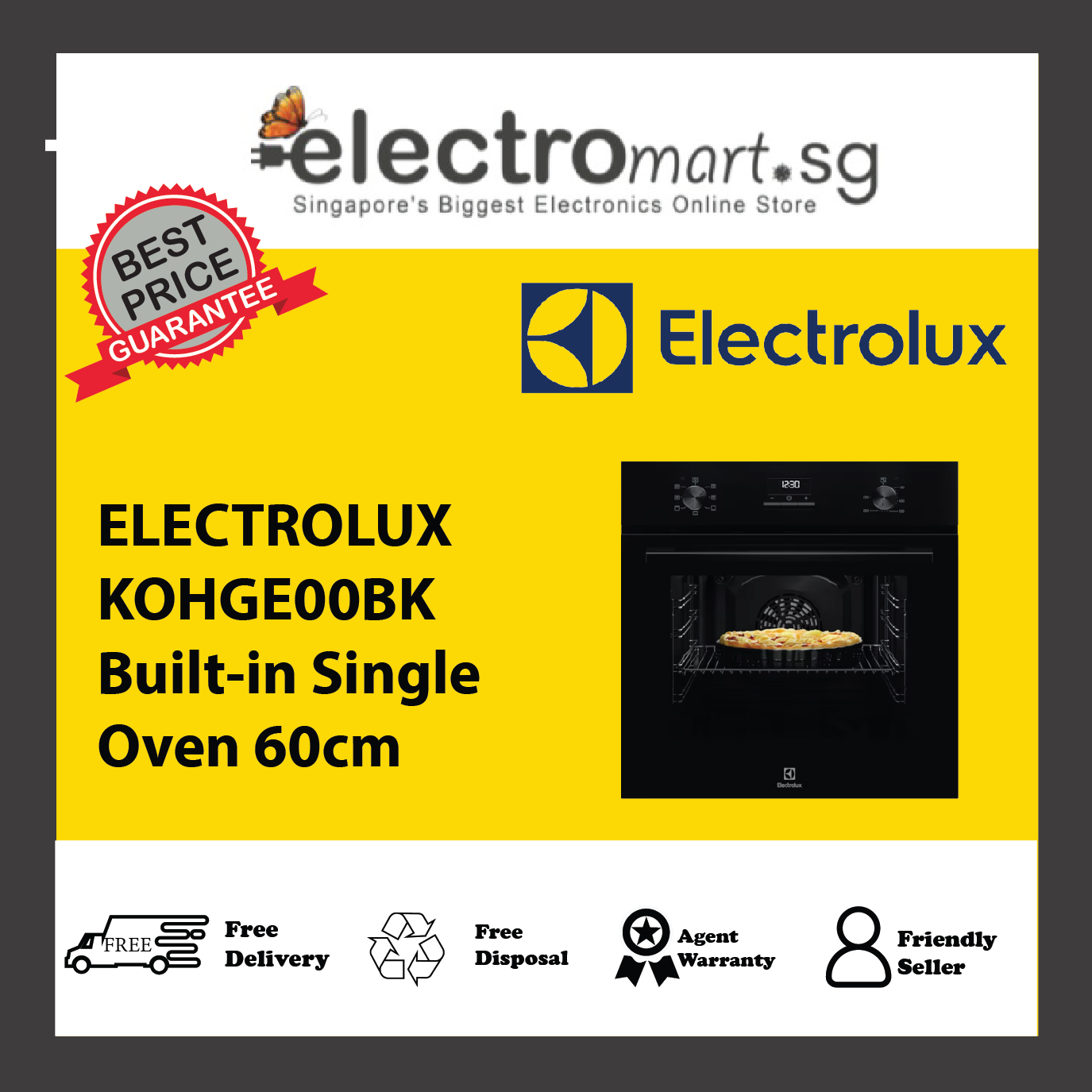 ELECTROLUX KOHGE00BK Built-in Single Oven 60cm