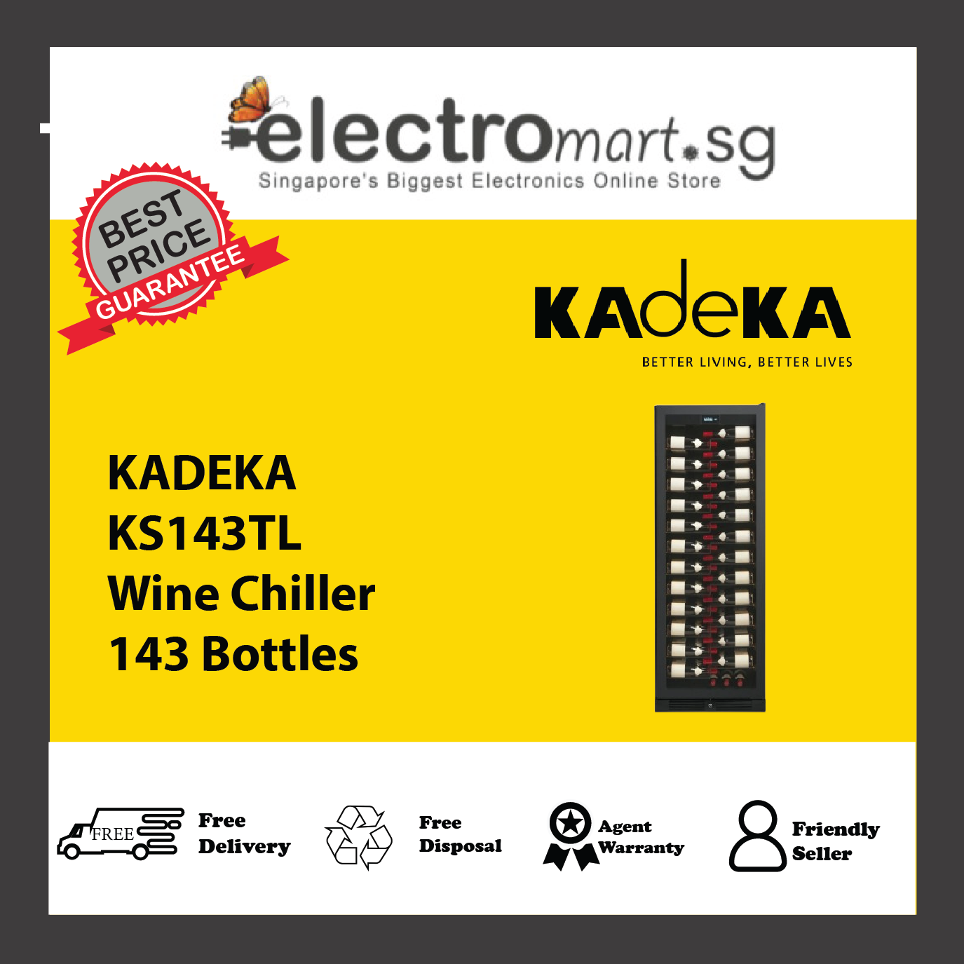 KADEKA KS143TL Wine Chiller 143 Bottles
