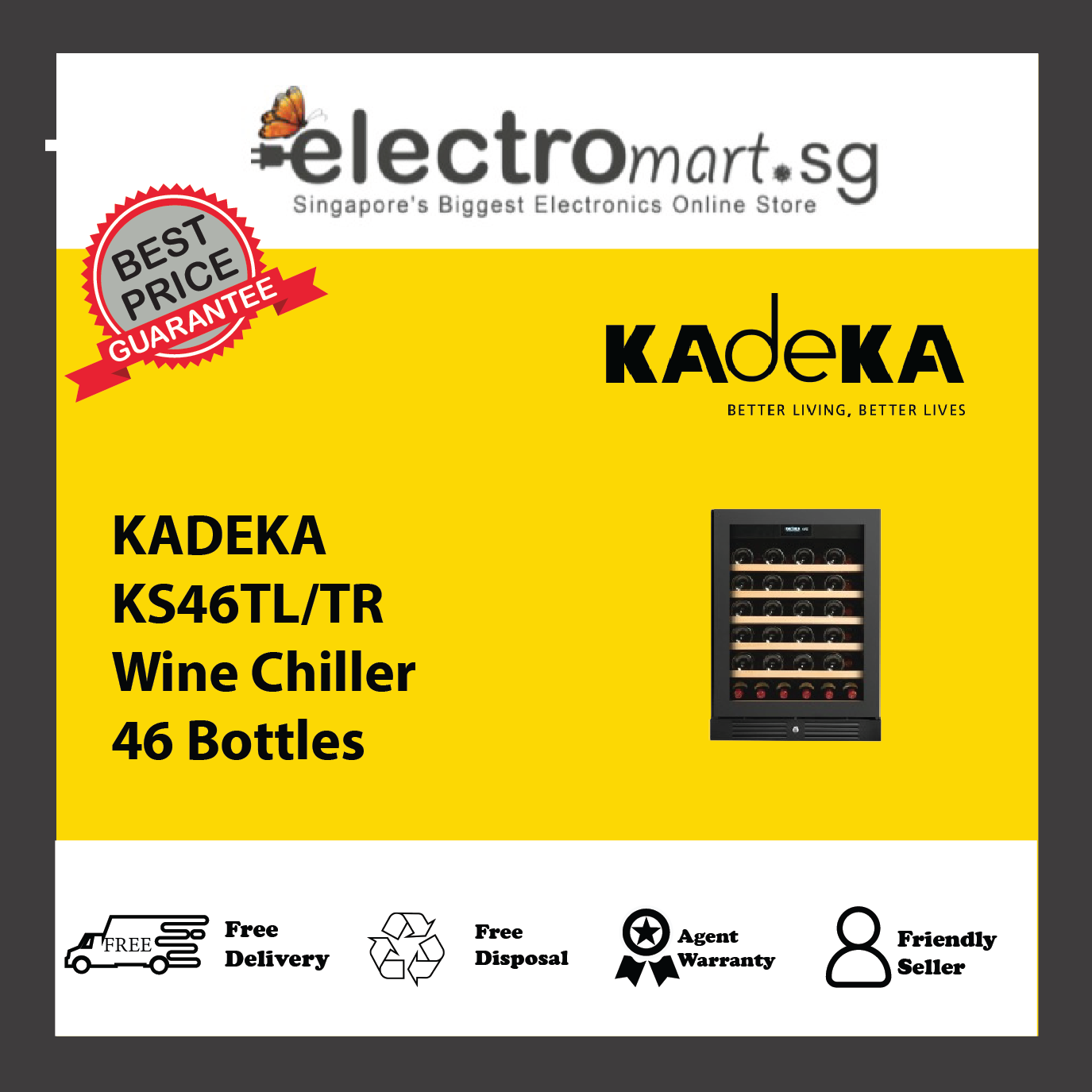 KADEKA KS46TL/TR Wine Chiller 46 Bottles