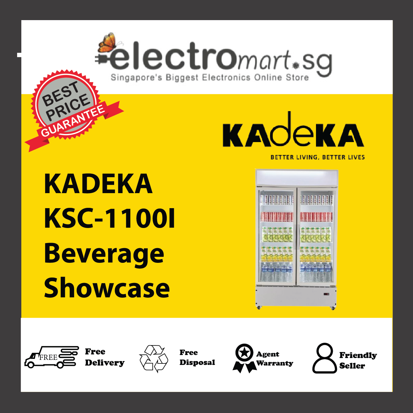 KADEKA KSC-1100I Upright Chiller Showcase 2 Doors