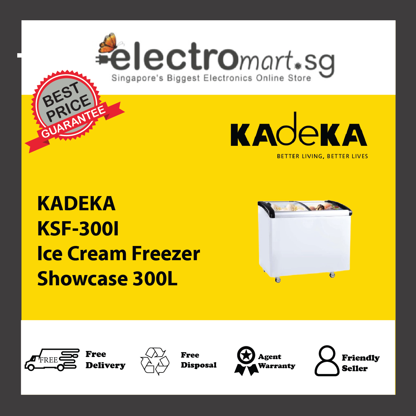 KADEKA KSF-300I Ice Cream Freezer Showcase 300L